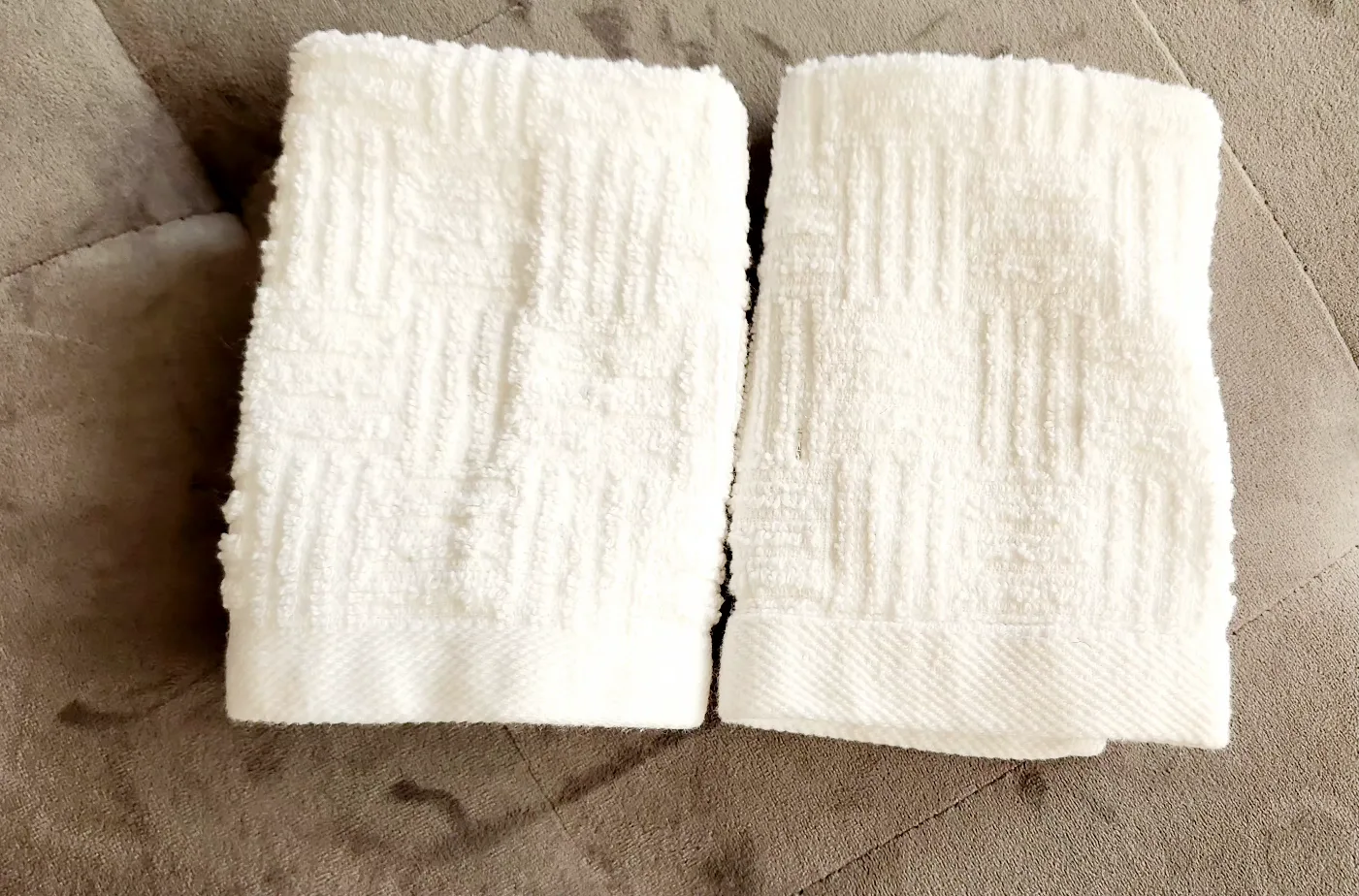 Trio of White Textured Washcloths image indicator(5)