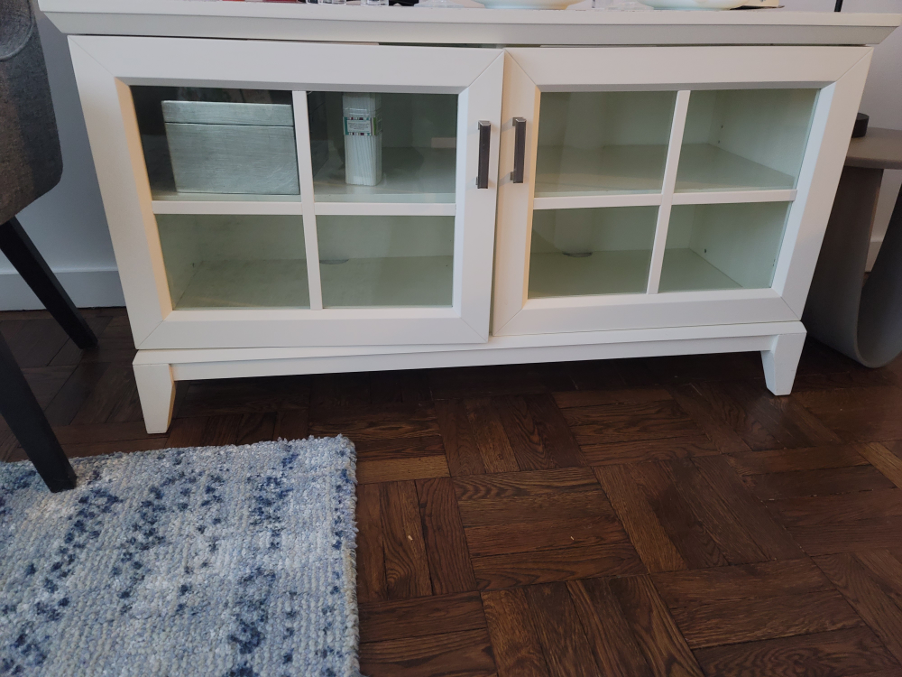 White Wooden Cabinet with Glass Doors