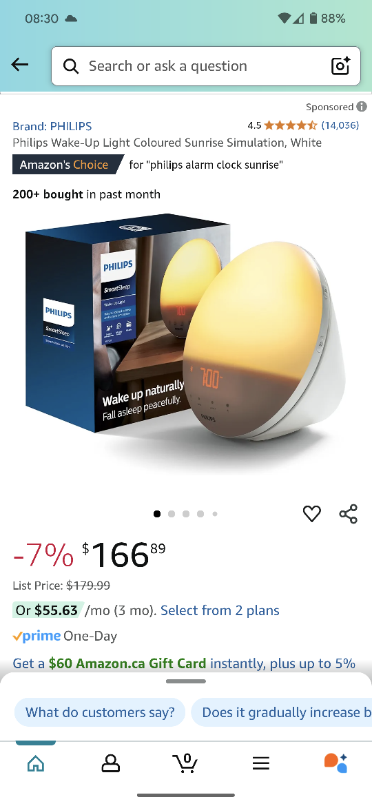 Philips Wake-Up Light Coloured Sunrise Simulation Alarm Clock