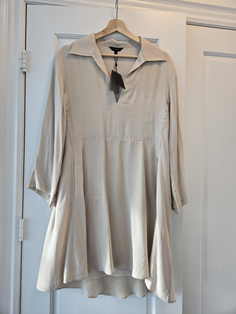 NWT Massimo Dutti Short Polo Collar Dress Beige M - photo 2