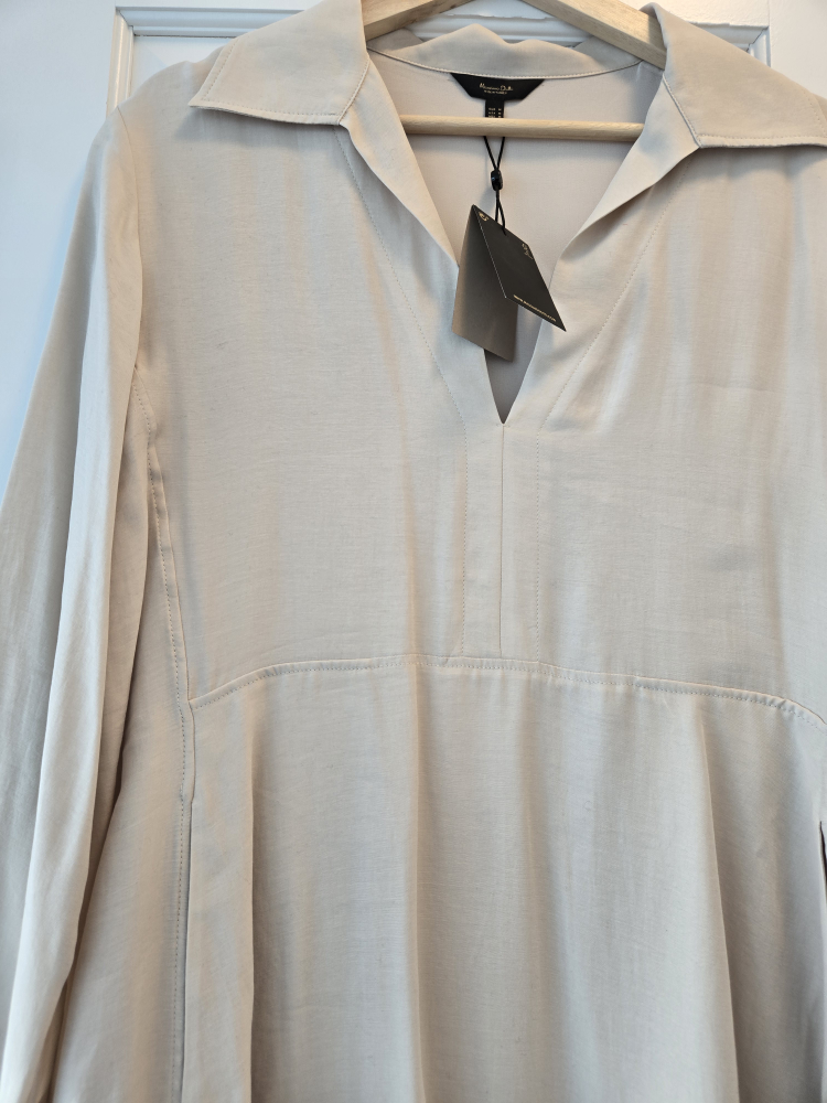 NWT Massimo Dutti Short Polo Collar Dress Beige M - photo 4
