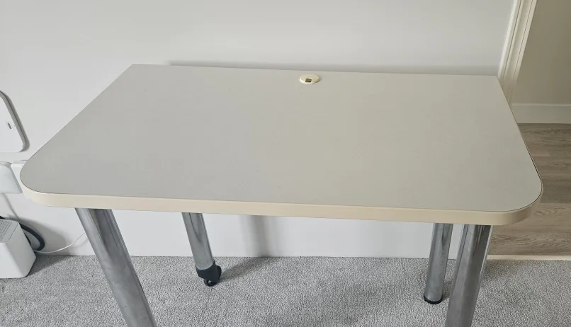 Small Mobile Standing Desk - Chrome Legs - Light Grey Top thumbnail