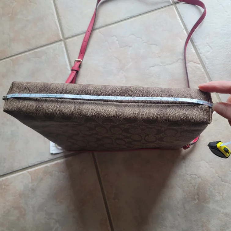 Coach crossbody bag, brown signature canvas with pink accents image indicator(5)