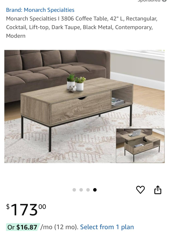 Monarch Specialties 42" Lift-Top Coffee Table - photo 2