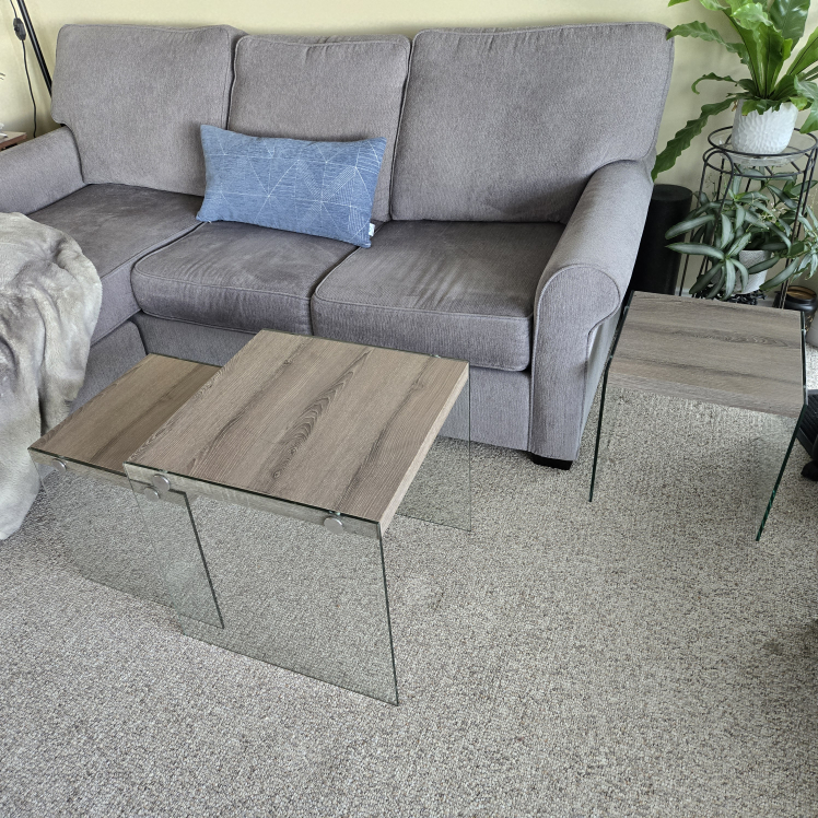 Set of 3 Nesting Coffee Tables with Glass Legs - photo 2