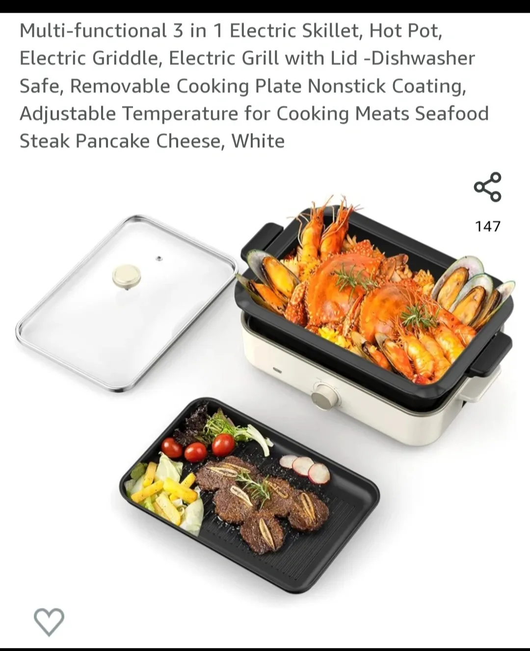 Multi-functional 3 in 1 Electric Skillet, Hot Pot image indicator(2)