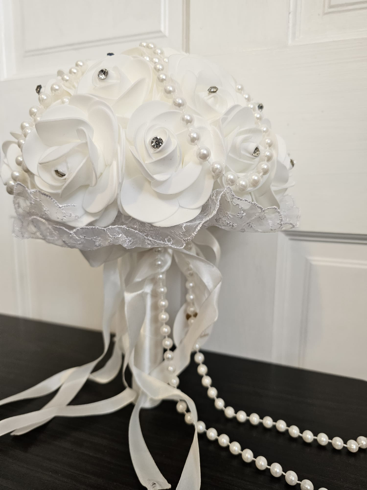 Elegant Pearl and Rhinestone Wedding Bouquet - photo 3