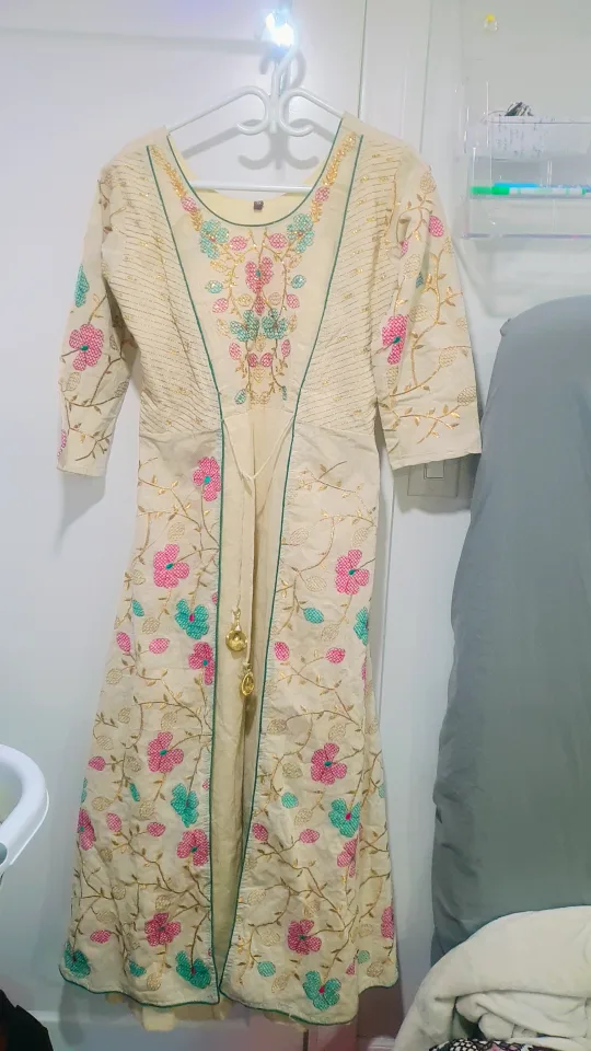 Beautiful hand Embroidered Cream gown image indicator(4)