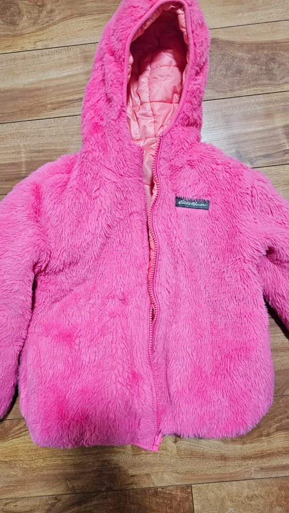 Eddie Bauer Girls' Pink Reversible Fuzzy Fleece Jacket image indicator(3)