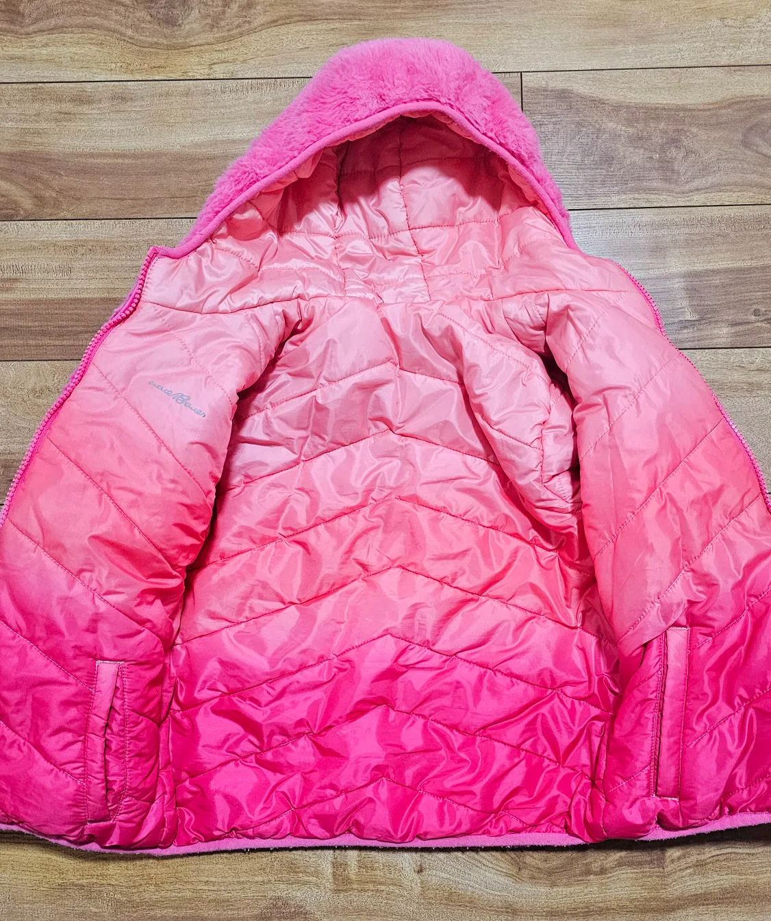 Eddie Bauer Girls' Pink Reversible Fuzzy Fleece Jacket image indicator(5)