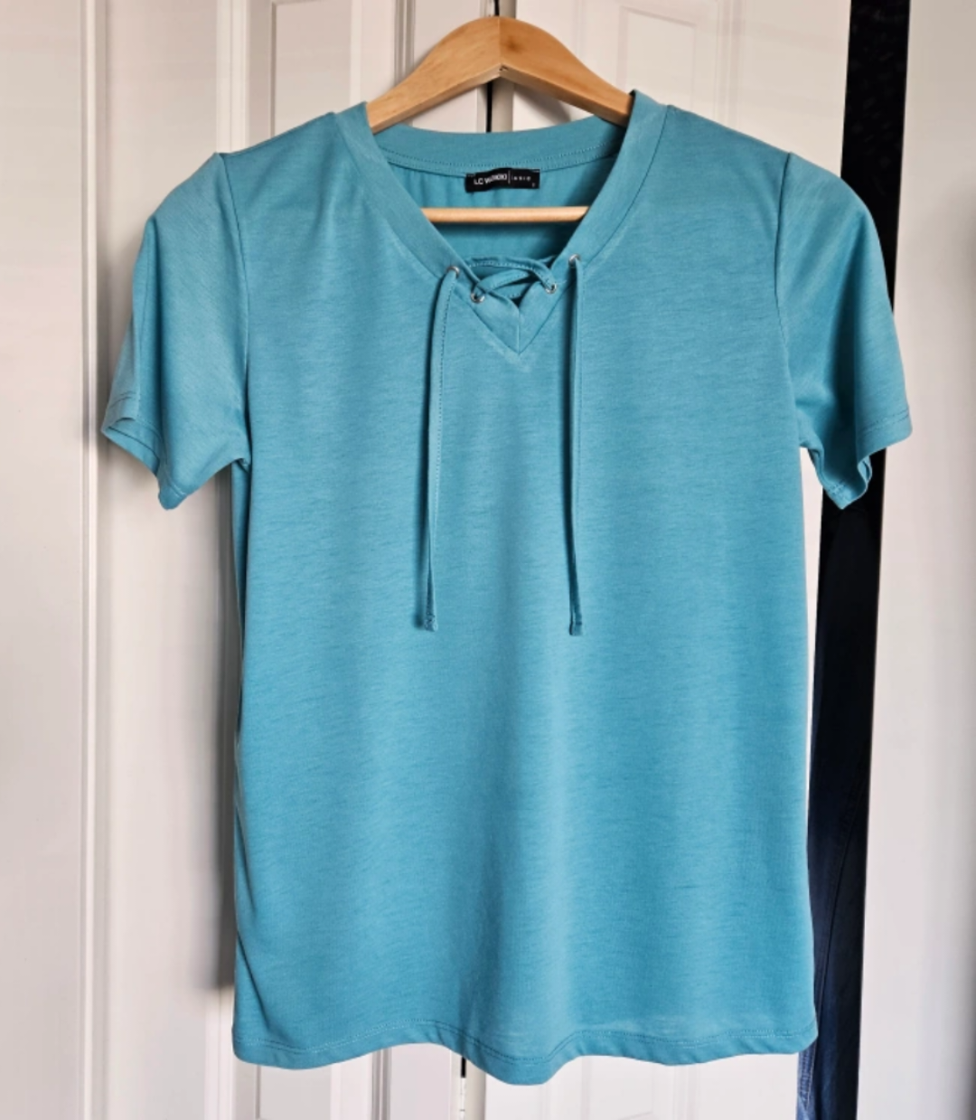 LC Waikiki Teal Lace-Up T-Shirt