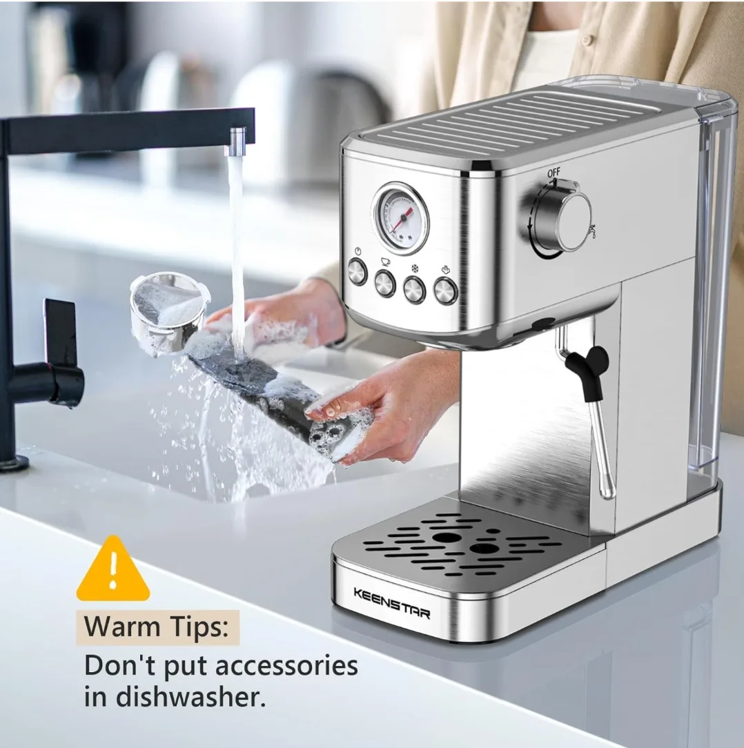 PROFESSIONAL ESPRESSO MACHINE, HOT or COLD BREW, 41oz Water Tank image indicator(9)