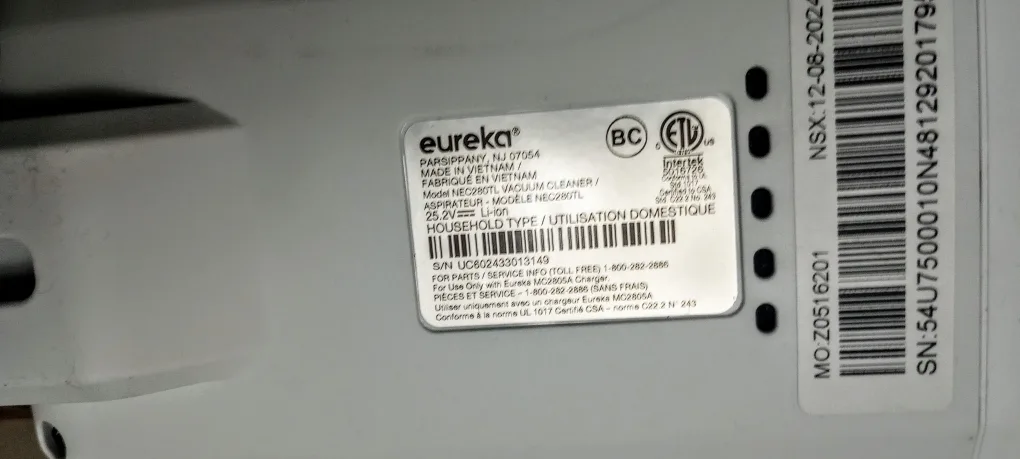 Eureka RapidClean Pro Cordless Stick Vac, Model: NEC 280TLC. image indicator(8)