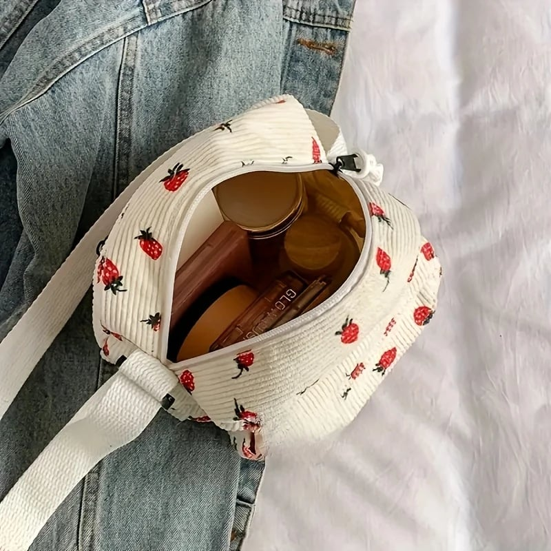 Adorable Strawberry Corduroy Crossbody Bag - photo 3