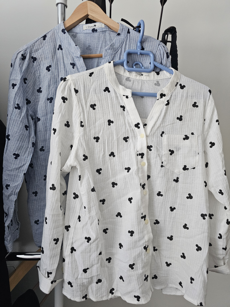 Two Dana Mickey Mouse Print Blouses