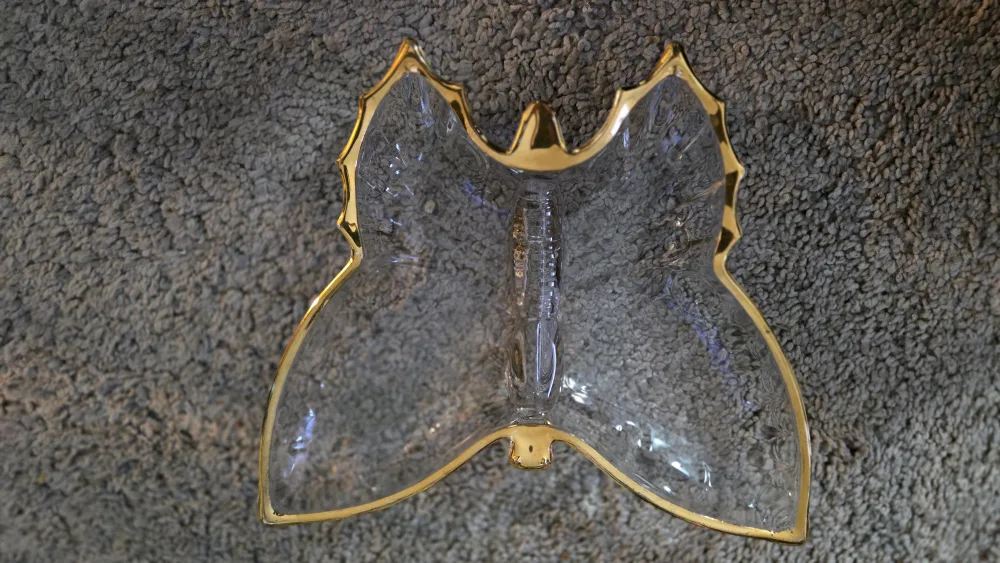 Vintage Glass Butterfly Ashtray or Vide Poche thumbnail
