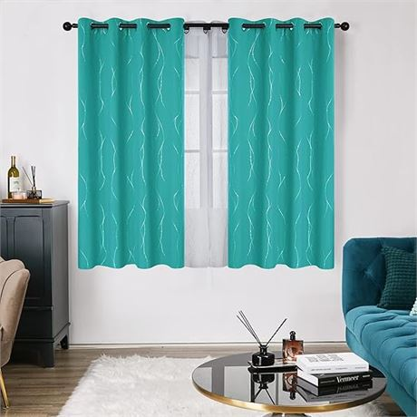 NEW Deconovo Blackout Curtains 2 Panels, Turquoise sz:52X95"