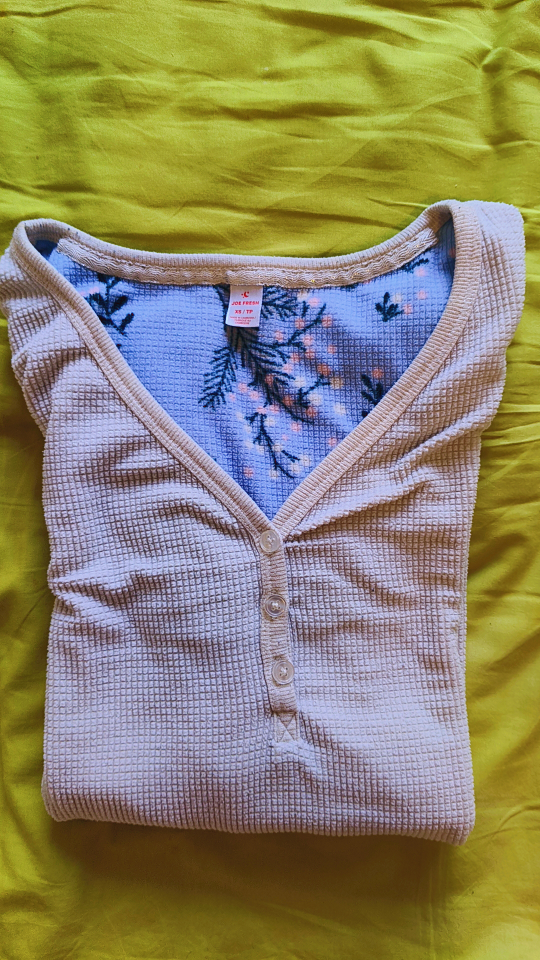 Women's Waffle Knit Thermal Henley Top
