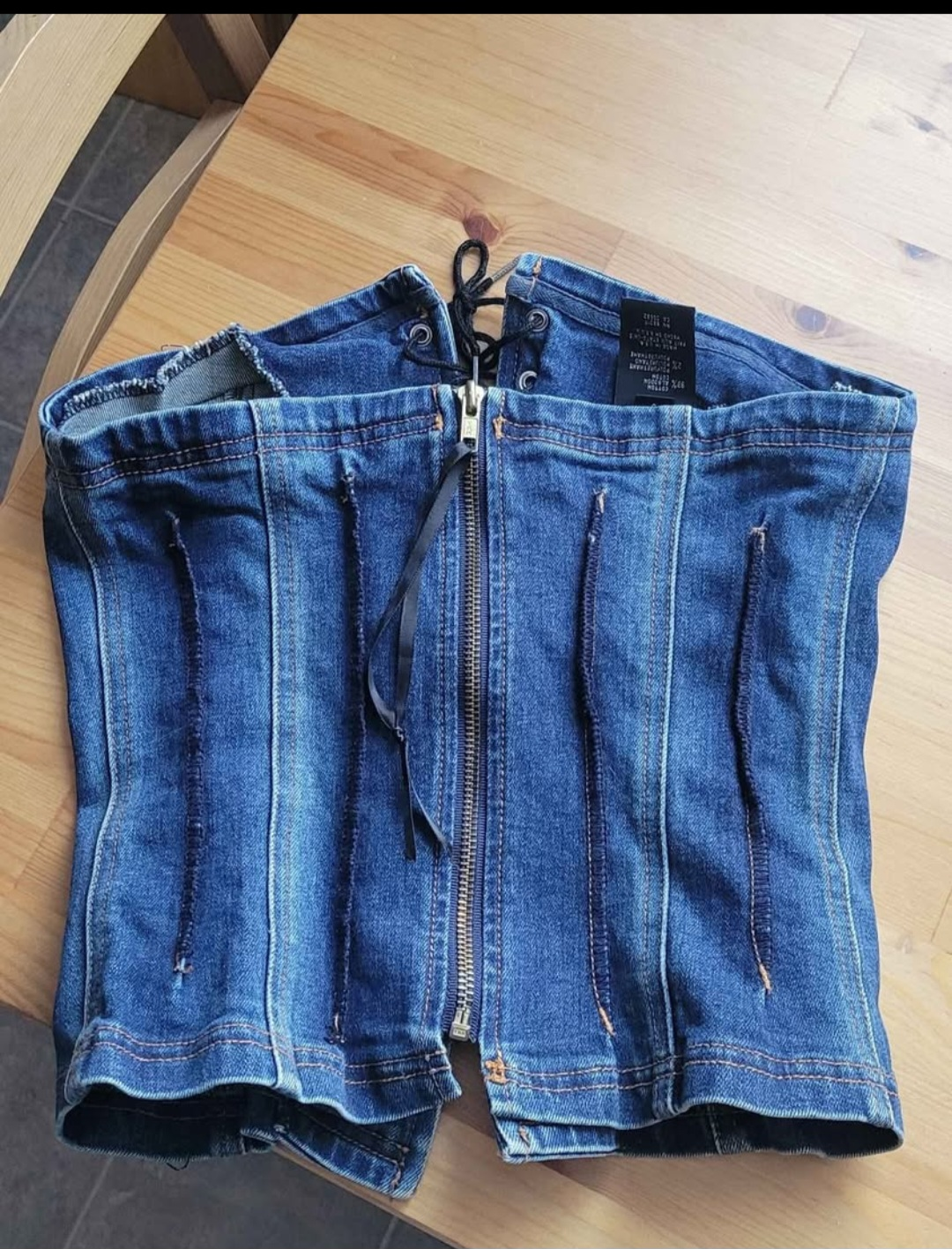 BEBE Denim Corset Top, Size Small - photo 2