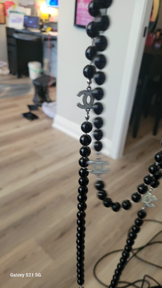 Black Bead long Necklace