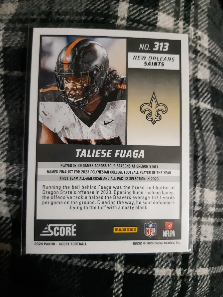 2024 Panini Score Football Rookie Card - Taliese Fuaga image indicator(2)