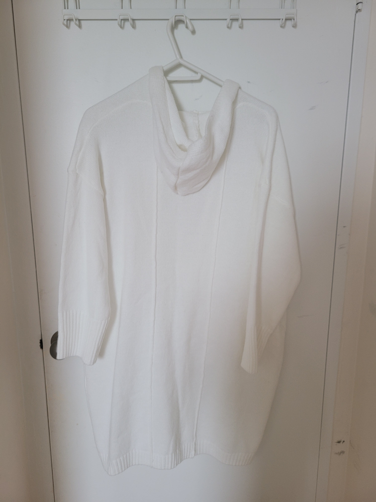 White Knit Cardigan with Detachable Hood - photo 2