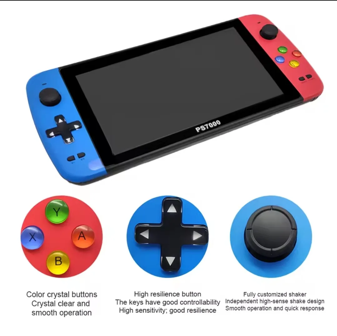 PS7000 7 inch HD Retro Handheld Game Console with - Black image indicator(5)