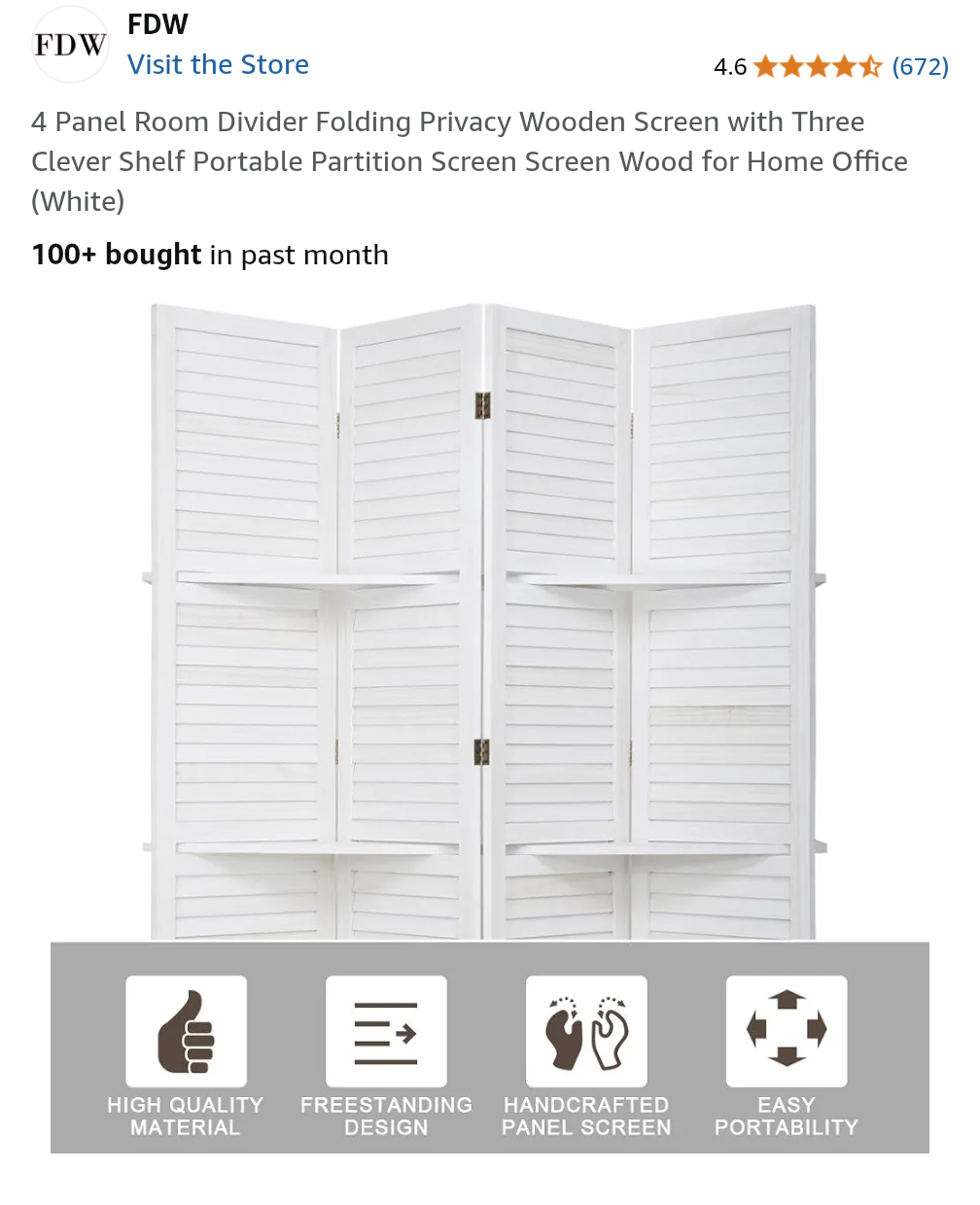 White Wooden Room Divider with Shelves - photo 2