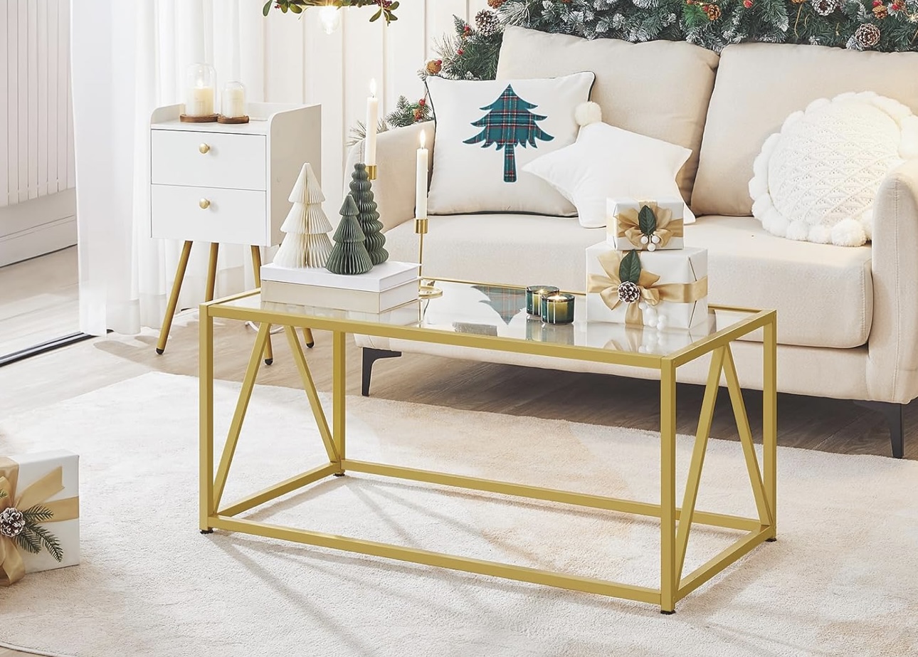 Gold Glass coffee table - photo 2