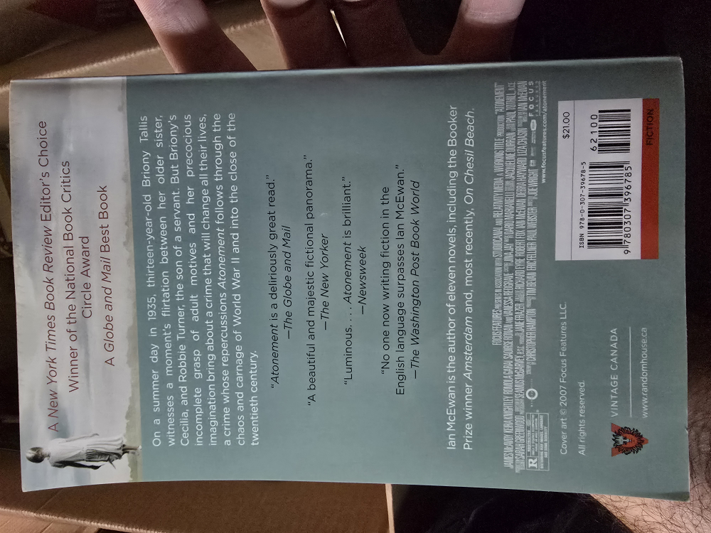 Atonement by Ian McEwan - Paperback Book - photo 2