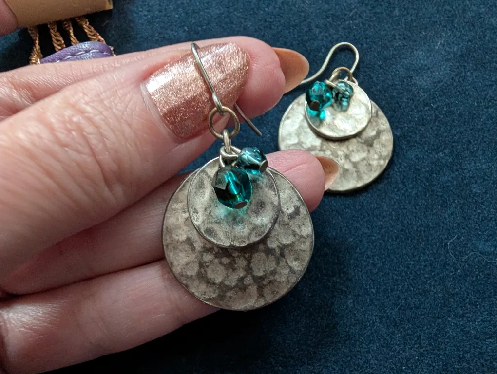 Silver and bronze color Hoop Earring each for 6, both for 10! image indicator(8)