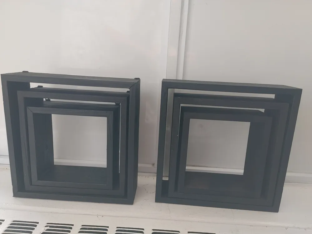 2 Sets of 3 Black Square Floating Shelves image indicator(2)