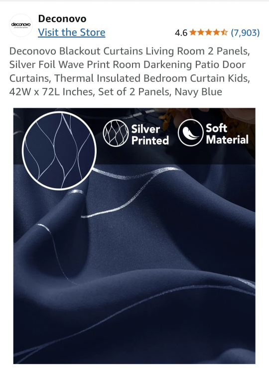 Deconovo Blackout Curtains, Navy Blue - photo 3