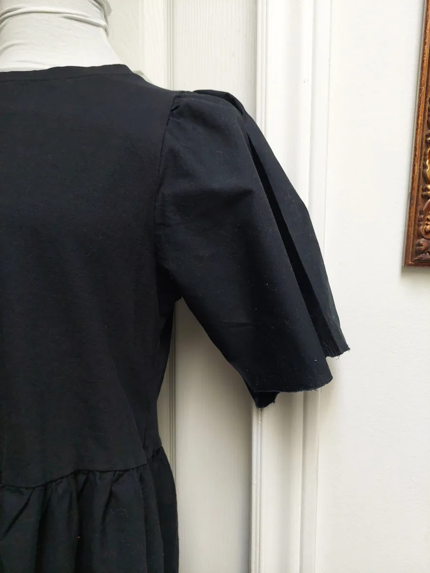 Zara Black Tiered Mini Dress Size L image indicator(4)