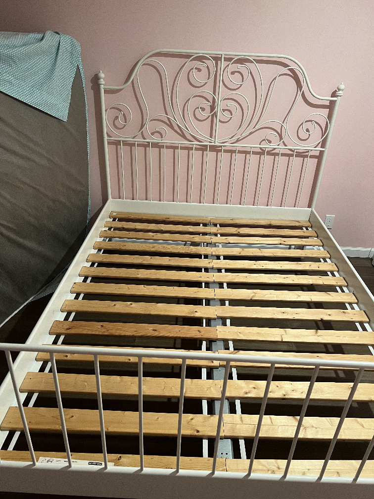 IKEA MALM White Metal Bed Frame with Slatted Base