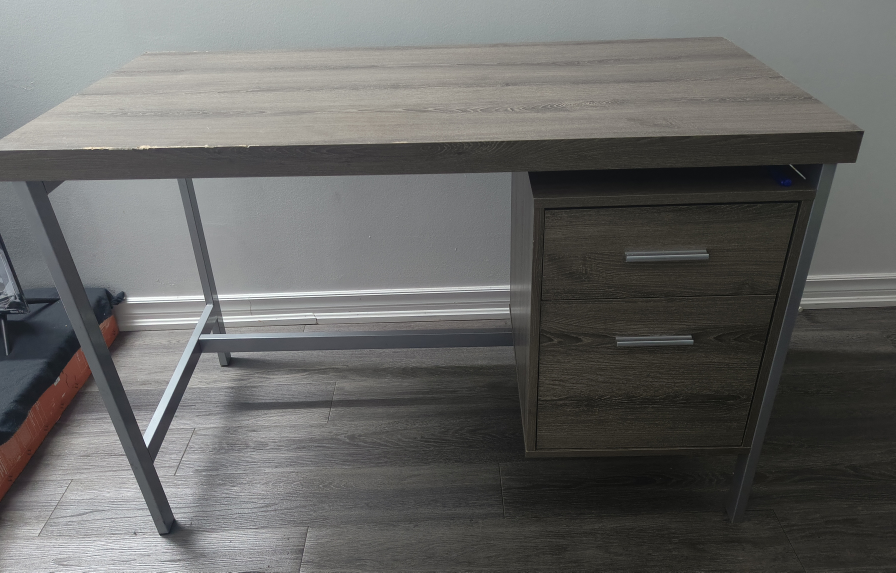 Grey Writing Desk with Two Drawers