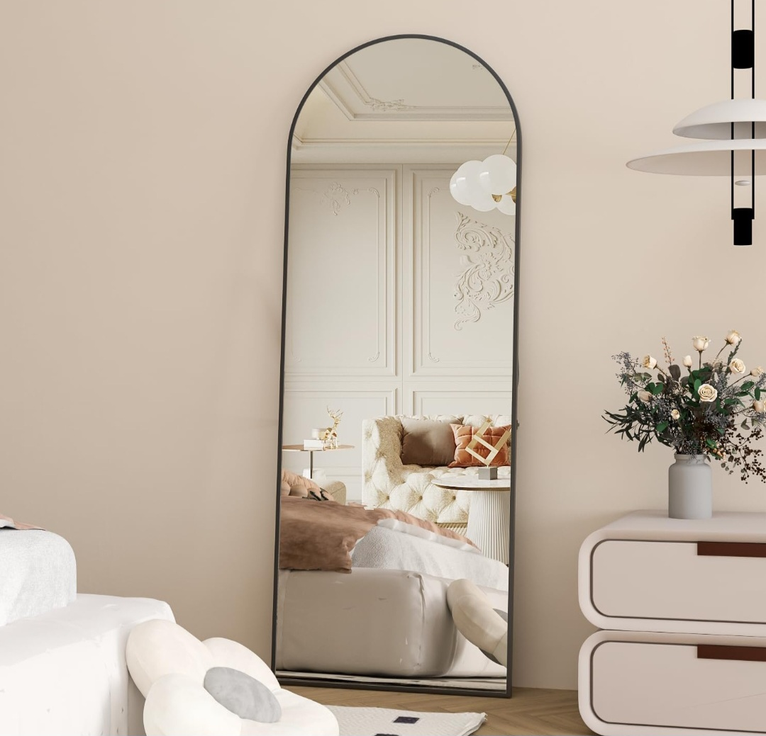 Full-Length Arch Mirror - Black Frame - photo 2