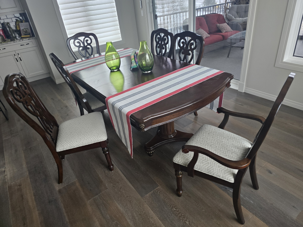 Dark Brown Wood Dining Table and Six Chairs - photo 2