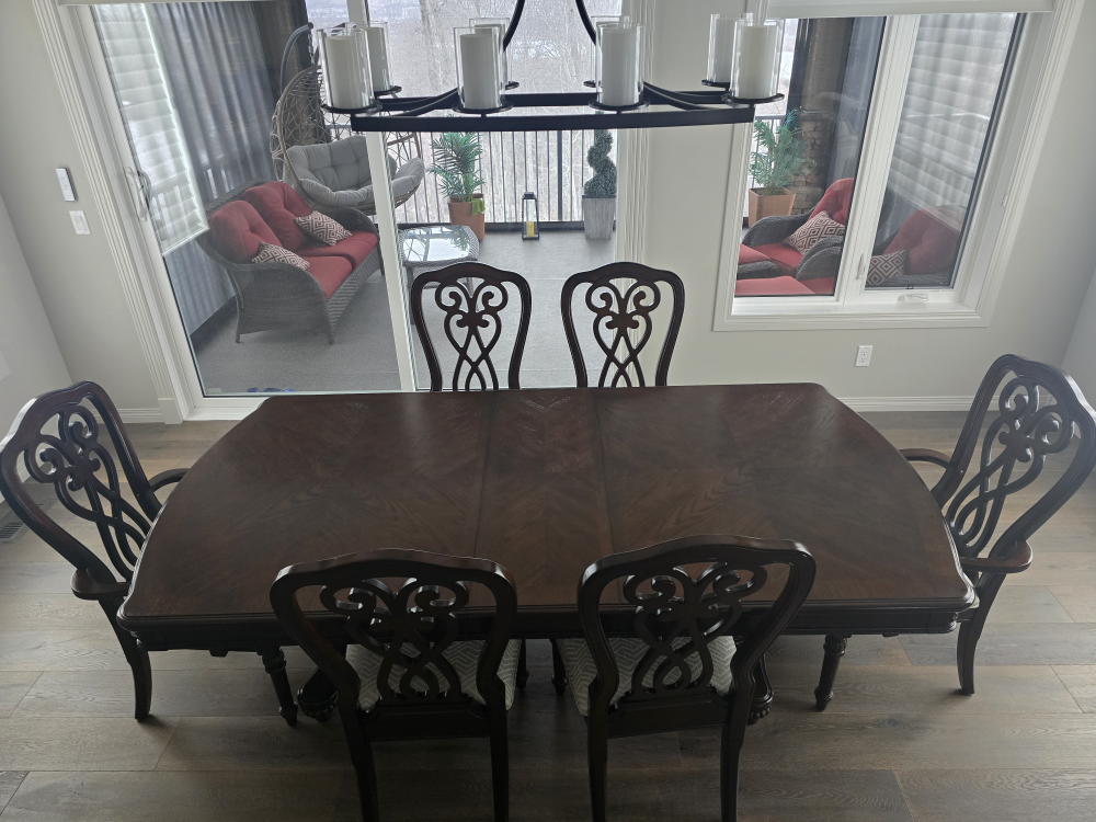 Dark Brown Wood Dining Table and Six Chairs - photo 3