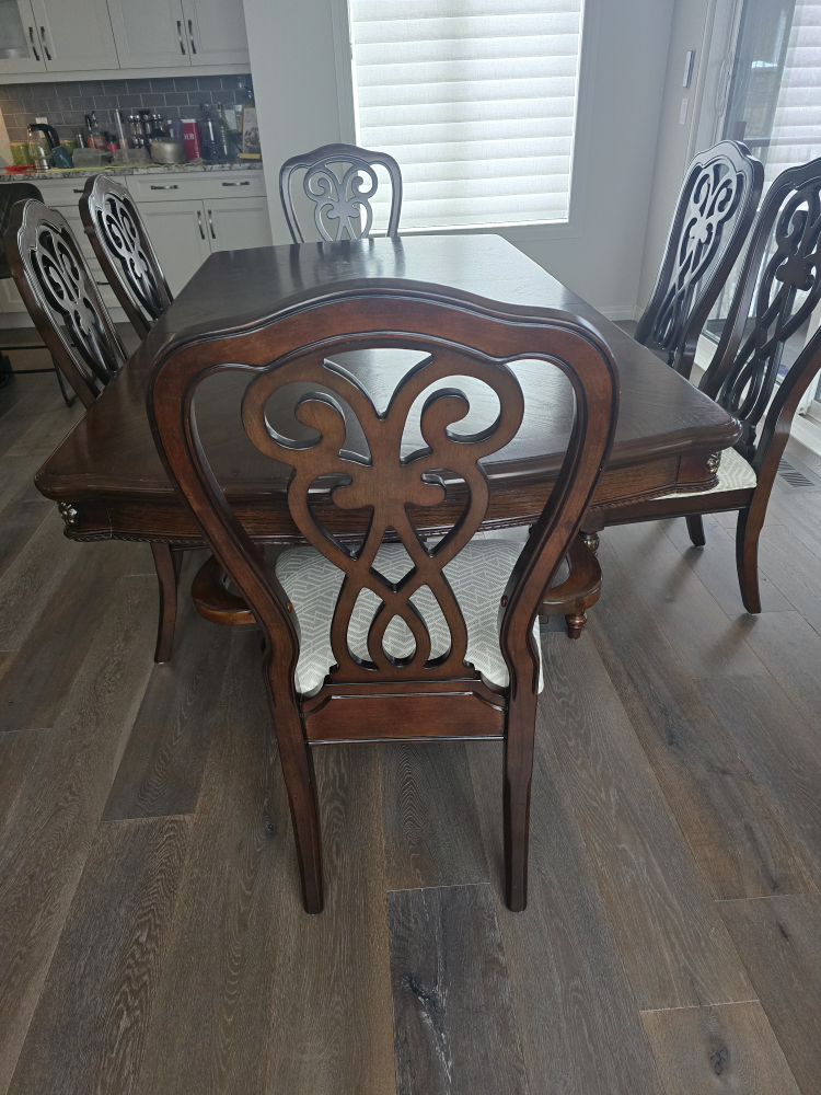Dark Brown Wood Dining Table and Six Chairs - photo 5