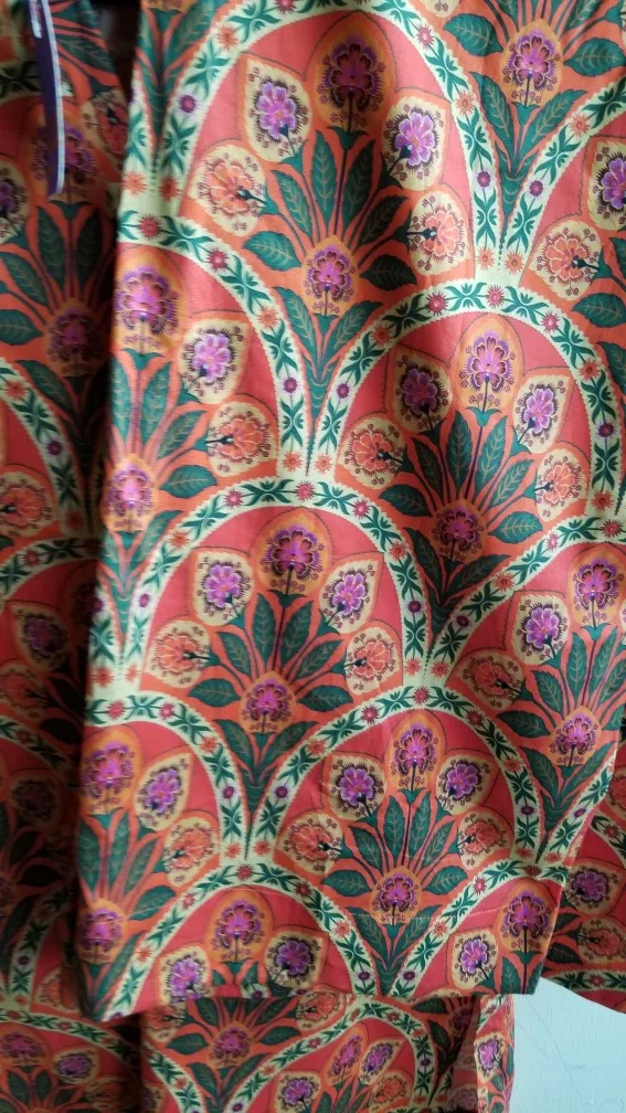 Kaaj Ideas Women's Size Medium Orange Floral 2 piece suit image indicator(4)