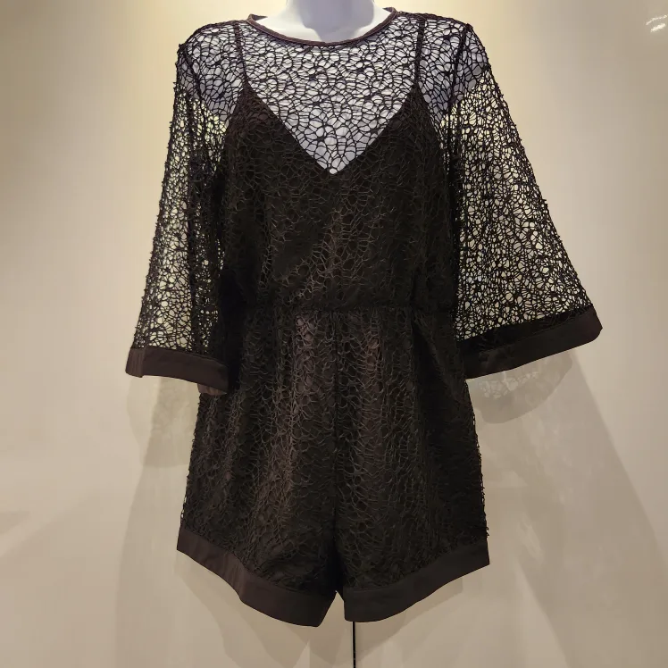 Black Crochet Lace Jumpsuit image indicator(3)