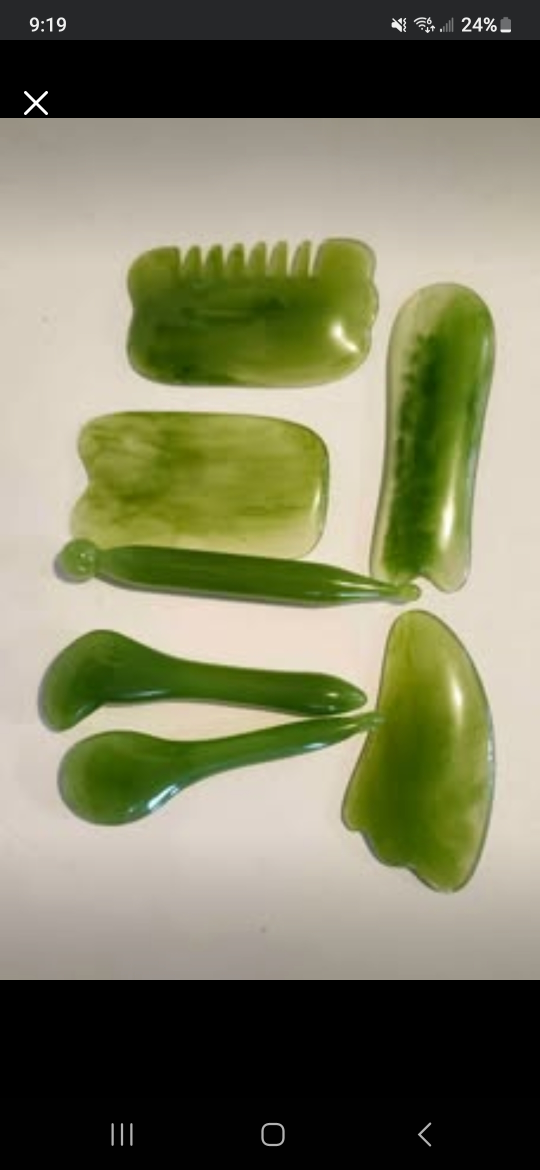 Jade Gua Sha Set - 7 Piece Facial Massage Tool Kit