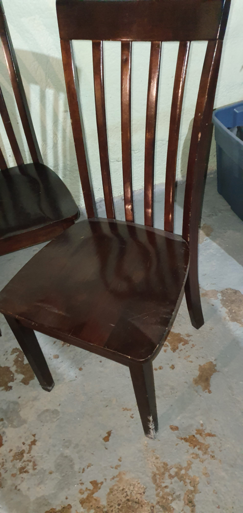 Set of Four Dark Brown Wooden Dining Chairs - photo 2