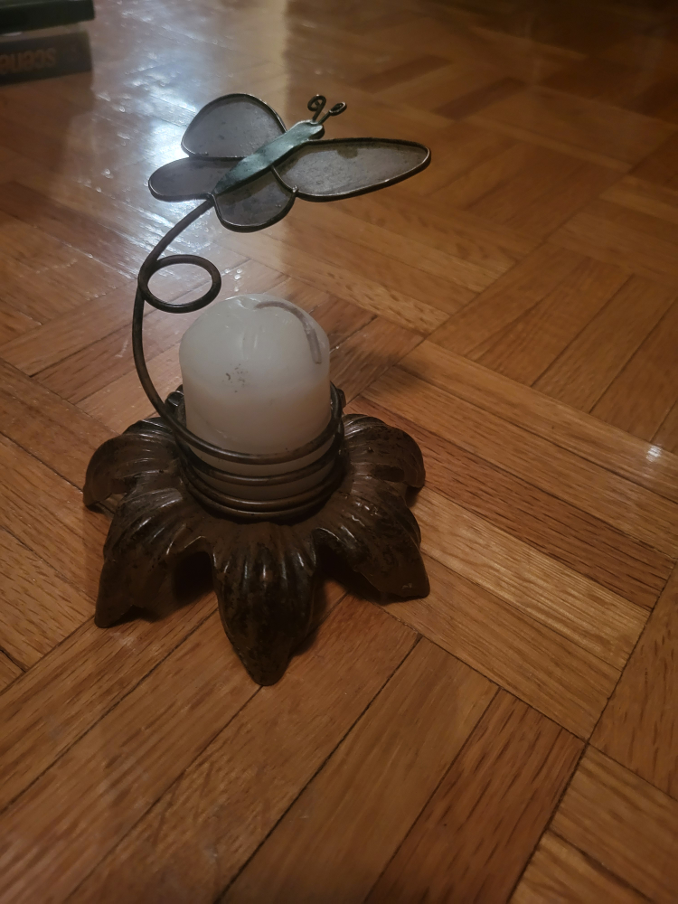 Metal Candle Holder with Butterfly Design