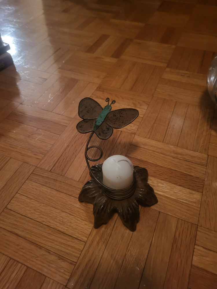 Metal Candle Holder with Butterfly Design - photo 2