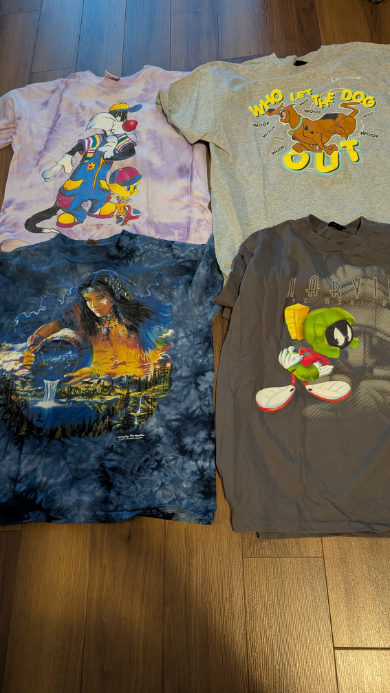 Lot of four vintage cartoon t-shirts