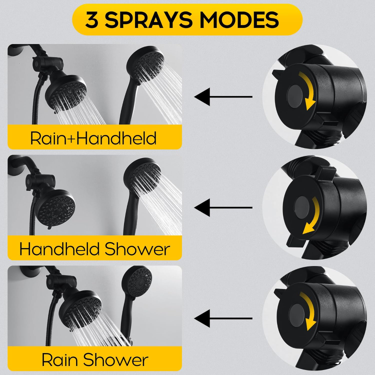FRANSITON Matte Black Dual Shower Head System - photo 4