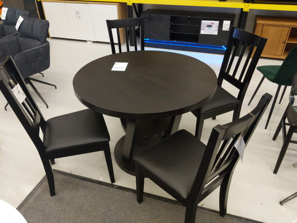 Black Round Dining Table Set with Four Chairs