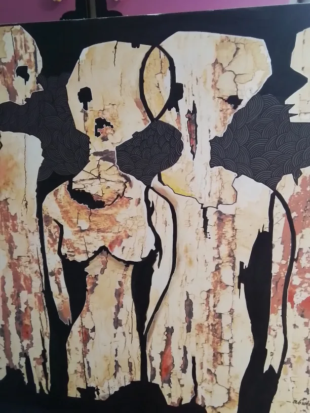 Original Abstract Canvas Painting - Aliens image indicator(3)